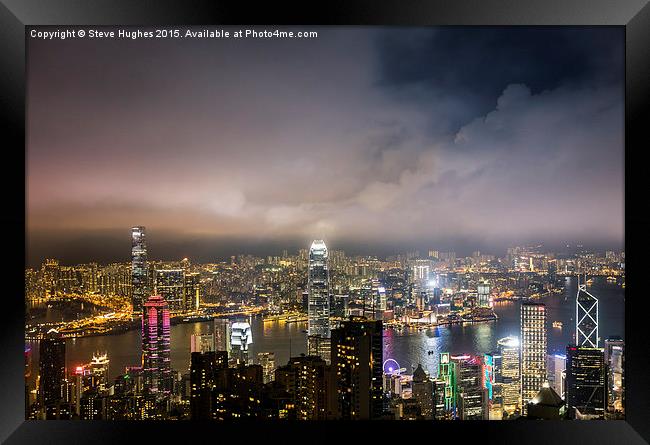  Hongkong skyline at night Framed Print by Steve Hughes