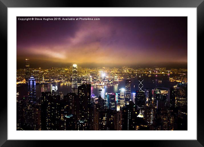 Hongkong City at night Framed Mounted Print by Steve Hughes