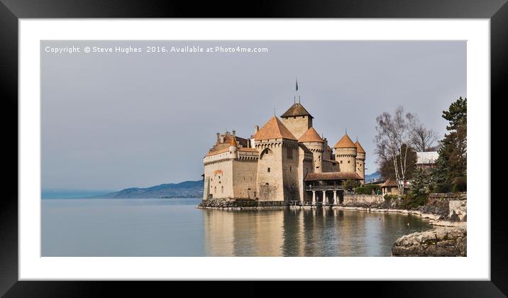 Chateau de Chillion on the shores of Lake Geneva Framed Mounted Print by Steve Hughes