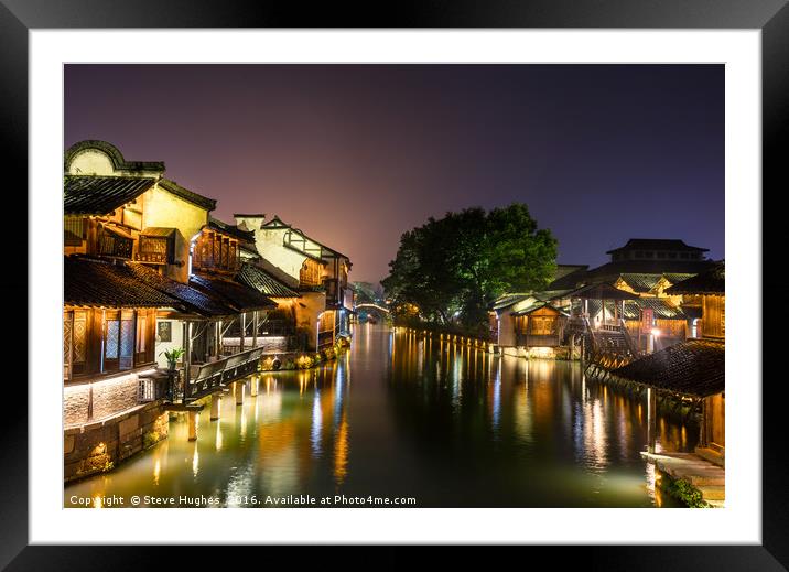 Ancient  Chinese town of Wuzhen Framed Mounted Print by Steve Hughes