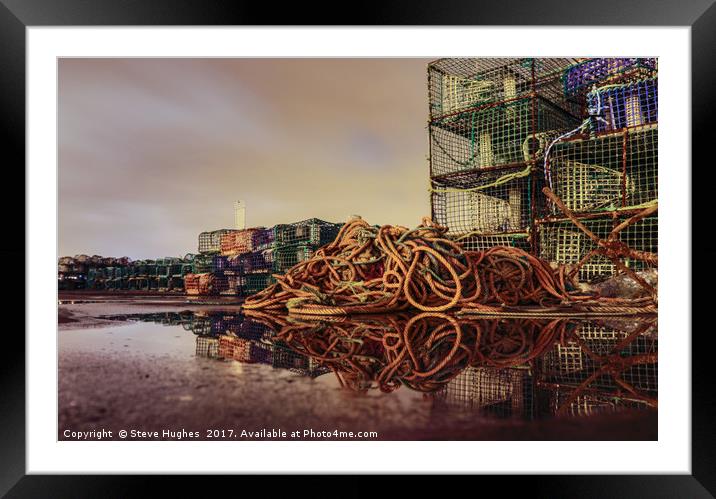 Fishing ropes and reflections Framed Mounted Print by Steve Hughes