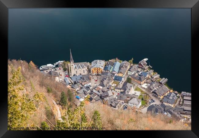 View of Hallstatt from Salzwelten Skywalk Framed Print by Steve Hughes