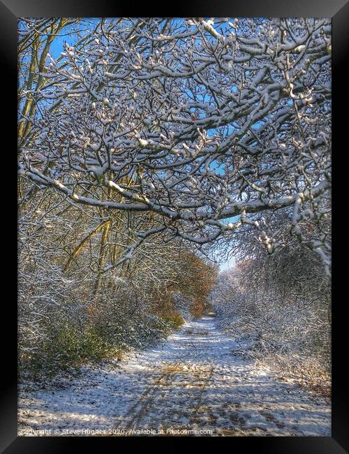Along the snowy path Framed Print by Steve Hughes