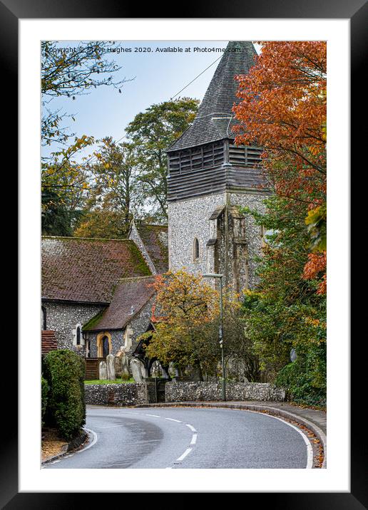 Village church in West Clandon Framed Mounted Print by Steve Hughes