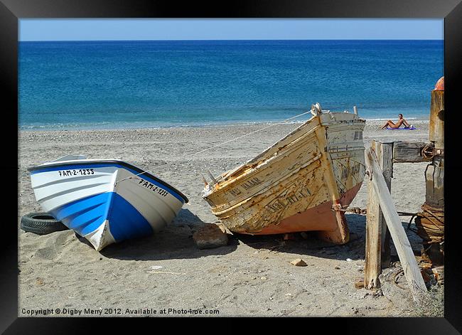 Boats at Cabo de Gata Framed Print by Digby Merry