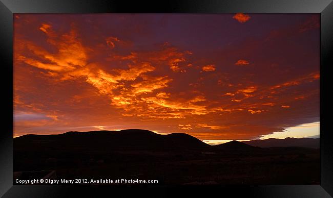 Sunset over the estepa Framed Print by Digby Merry