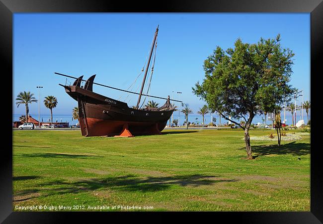 Old boat on the green Framed Print by Digby Merry