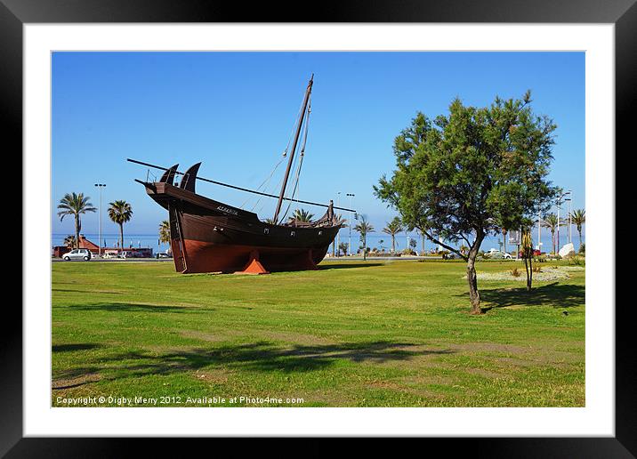 Old boat on the green Framed Mounted Print by Digby Merry