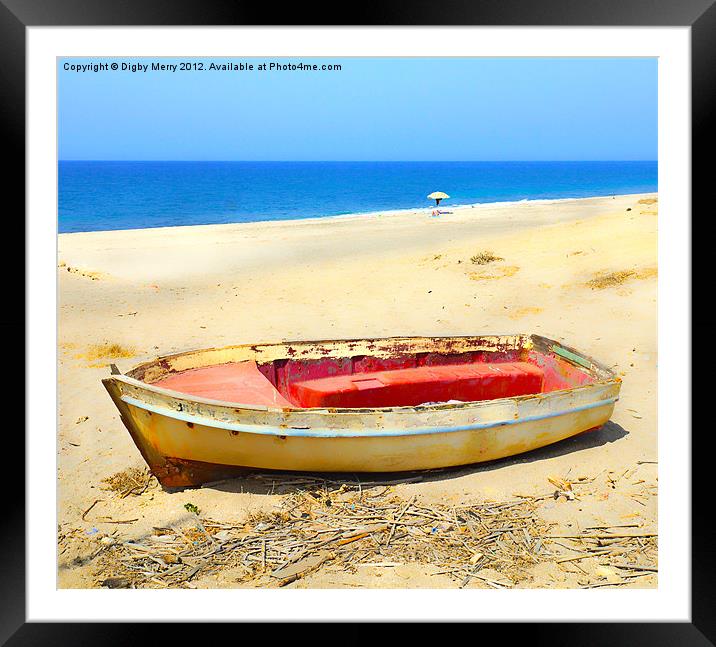 Boat on a Beach Framed Mounted Print by Digby Merry