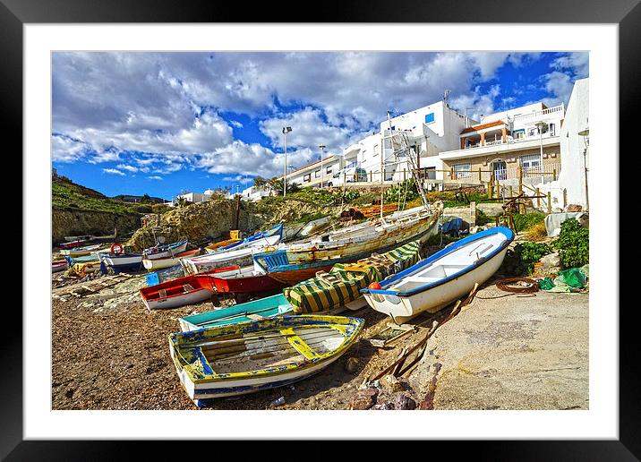 Fishing boats at La Isleta del Moro Framed Mounted Print by Digby Merry