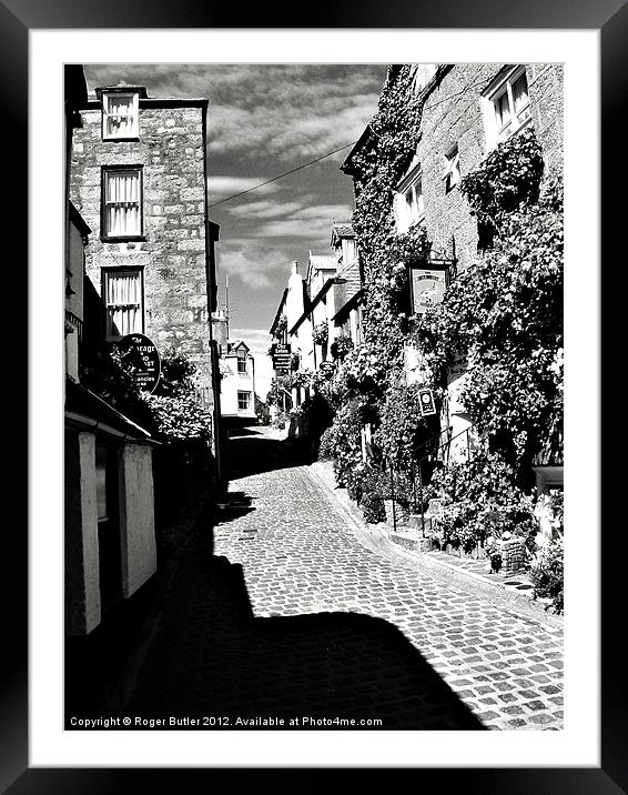 Bunkers Hill, St Ives, B&W Framed Mounted Print by Roger Butler