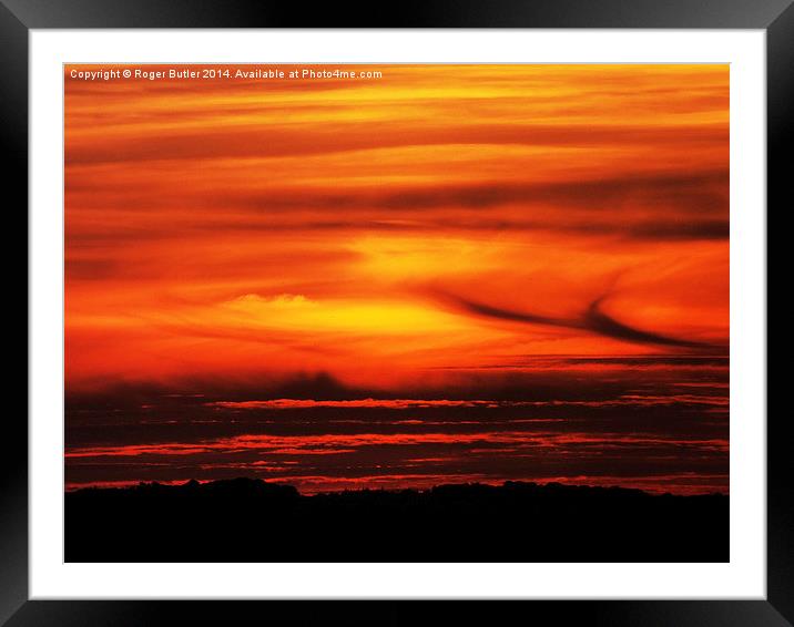 Fiery Yorkshire Sunset Framed Mounted Print by Roger Butler