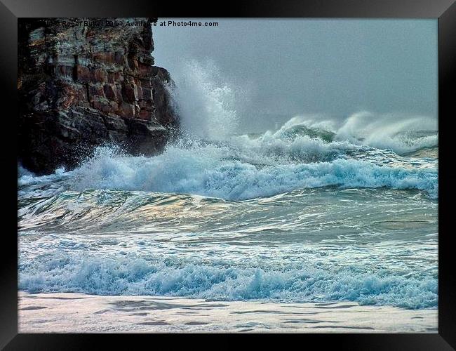 Stormy Sea at Porthtowan Framed Print by Roger Butler