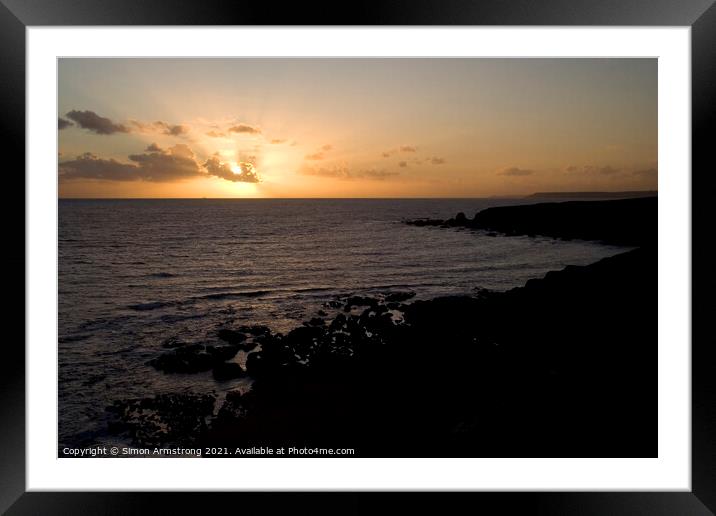 Thurlestone sunset, Devon Framed Mounted Print by Simon Armstrong