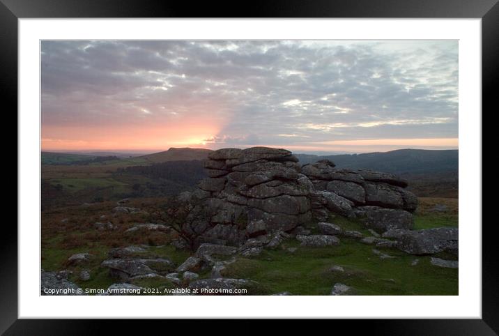 Combestone Tor, Dartmoor Framed Mounted Print by Simon Armstrong