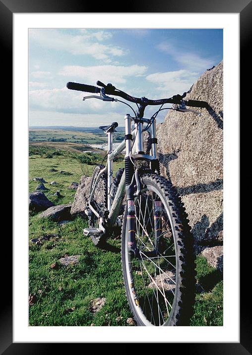 Mountain biking on Dartmoor, Devon Framed Mounted Print by Simon Armstrong