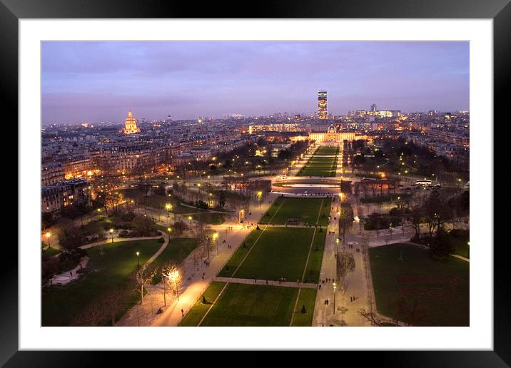 Paris Twilight view from the Eiffel Tower Framed Mounted Print by Simon Armstrong
