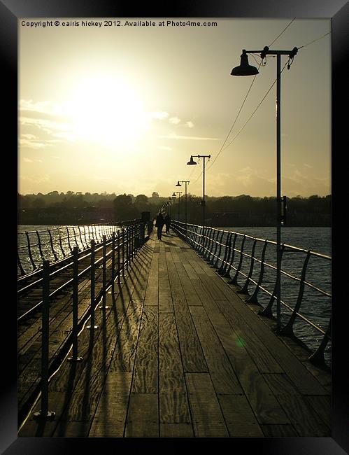 Pier at sunset Hythe, England, Framed Print by cairis hickey