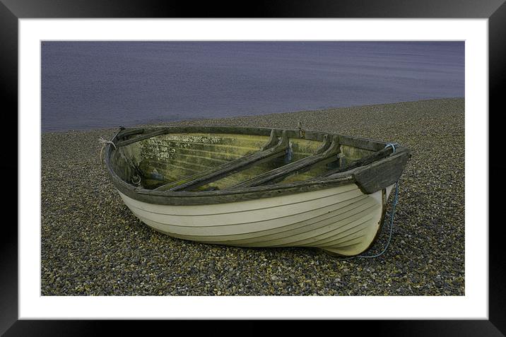 Rowing boat on Weybourne beach Framed Mounted Print by Kathy Simms