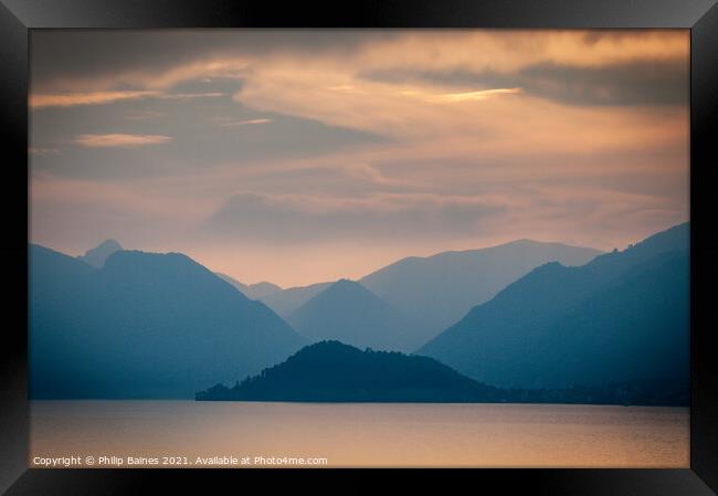 Evening on Lake Como Framed Print by Philip Baines