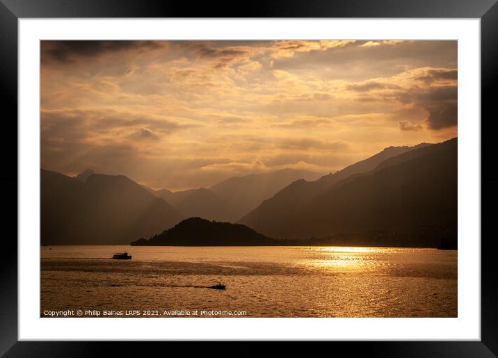 Lake Como Sunset Framed Mounted Print by Philip Baines