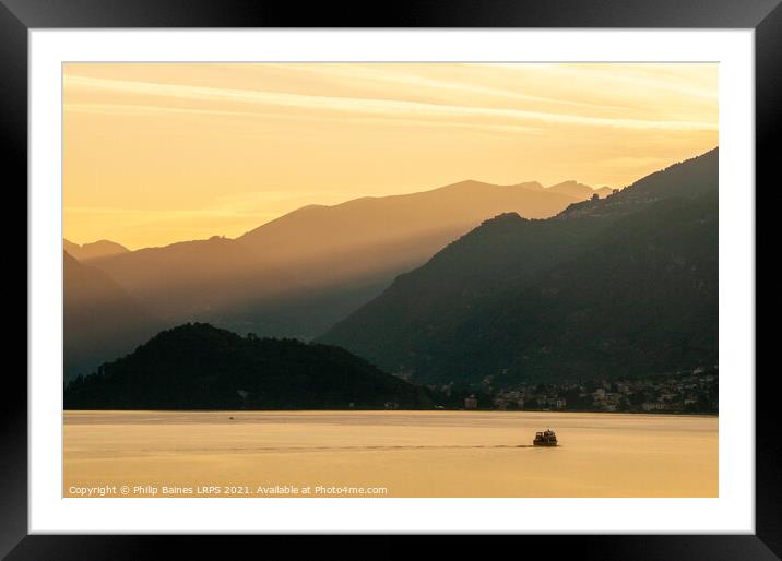 Sunset on Lake Como Framed Mounted Print by Philip Baines