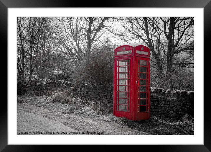 Traditional Phone Box Framed Mounted Print by Philip Baines