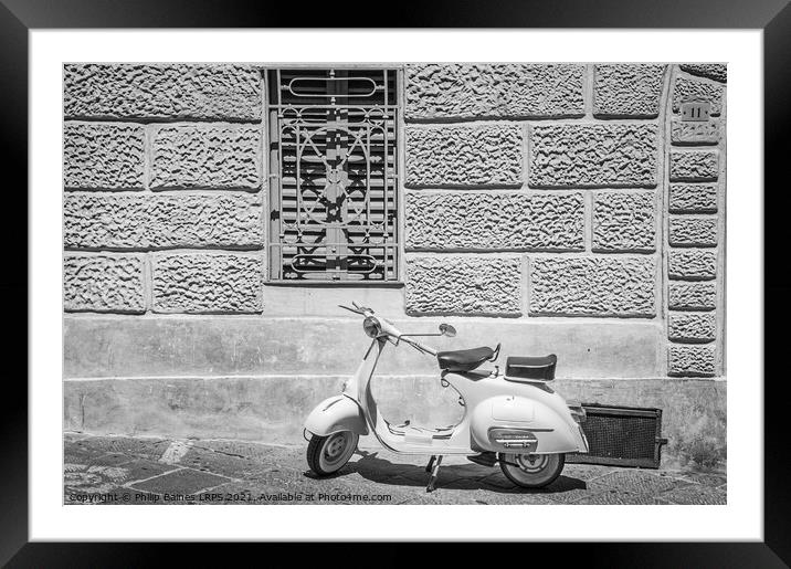 Siena Vespa Scooter Framed Mounted Print by Philip Baines