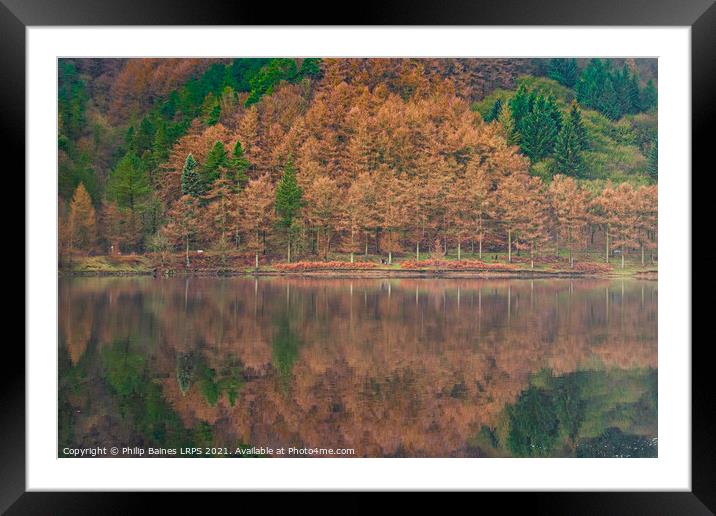 Reflections on Derwent Reservoir Framed Mounted Print by Philip Baines