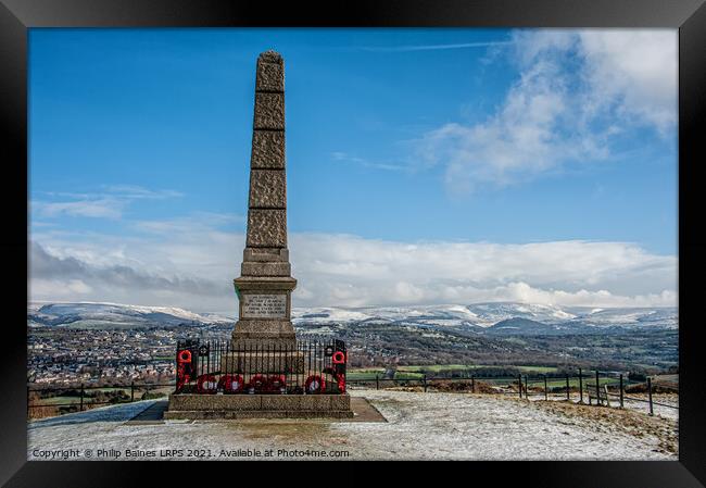 Werneth Low Monument Framed Print by Philip Baines