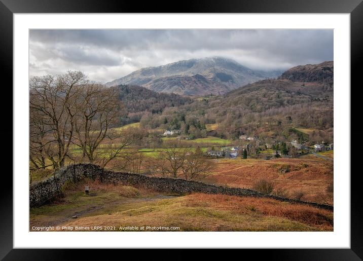 Elterwater in The Langdales Framed Mounted Print by Philip Baines