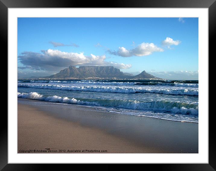 Table Mountain, Cape Town, Bloubergstrand Framed Mounted Print by Andrew Vernon