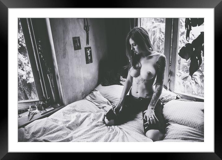 Anna Quinn - Time Stands Still - Art Nude and Erotic Imagery 019 Framed Mounted Print by Henry Clayton