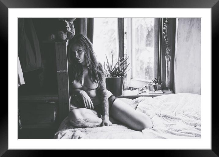 Anna Quinn - Time Stands Still - Art Nude and Erotic Imagery 021 Framed Mounted Print by Henry Clayton