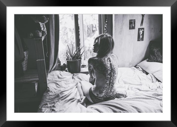 Anna Quinn - Time Stands Still - Art Nude and Erotic Imagery 022 Framed Mounted Print by Henry Clayton