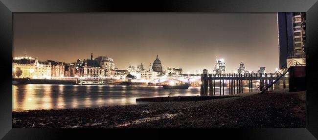 London Skyline - Cityscape - Southbank and St Paul Framed Print by Henry Clayton
