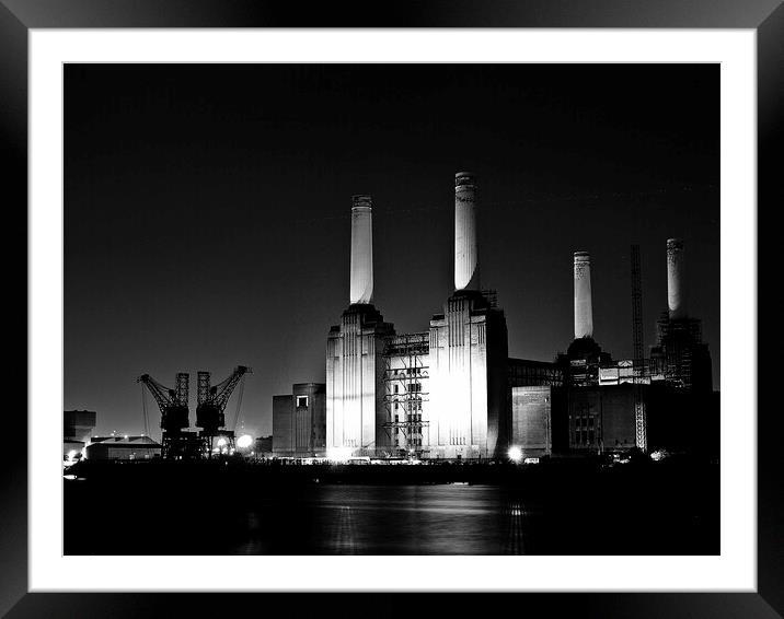 Battersea Power Station at Night - London Cityscapes  Framed Mounted Print by Henry Clayton