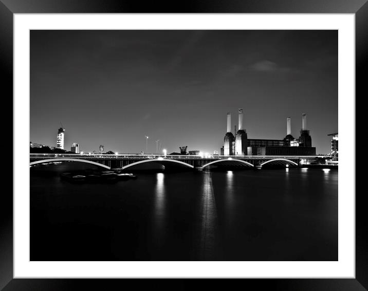Battersea Power Station at Night - London Cityscapes  Framed Mounted Print by Henry Clayton