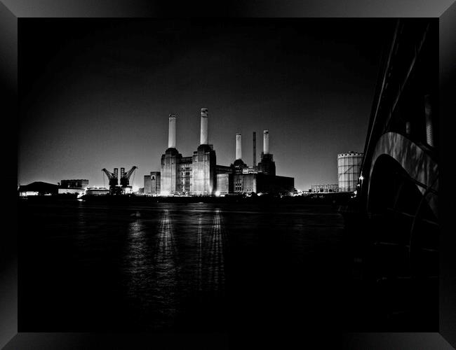 Battersea Power Station at Night - London Cityscapes  Framed Print by Henry Clayton