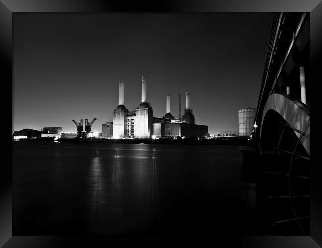 Battersea Power Station at Night - London Cityscapes  Framed Print by Henry Clayton