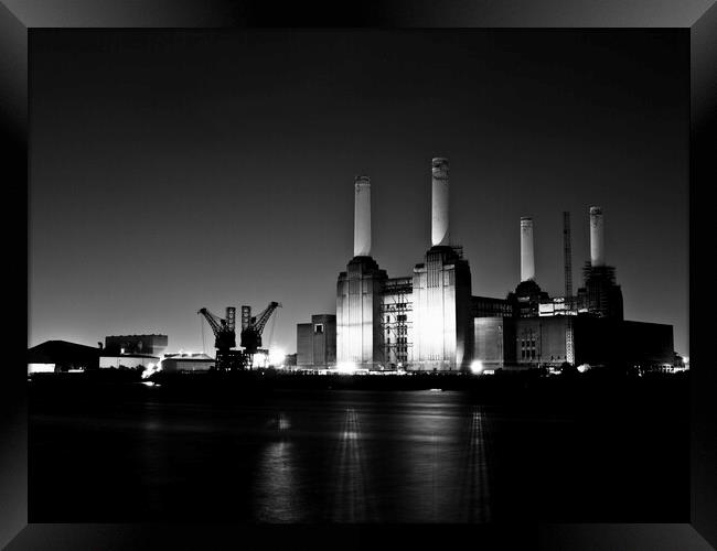 Battersea Power Station at Night - London Cityscapes  Framed Print by Henry Clayton