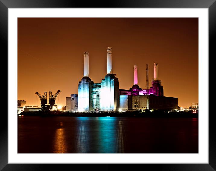 Battersea Power Station at Night - London Cityscapes  Framed Mounted Print by Henry Clayton