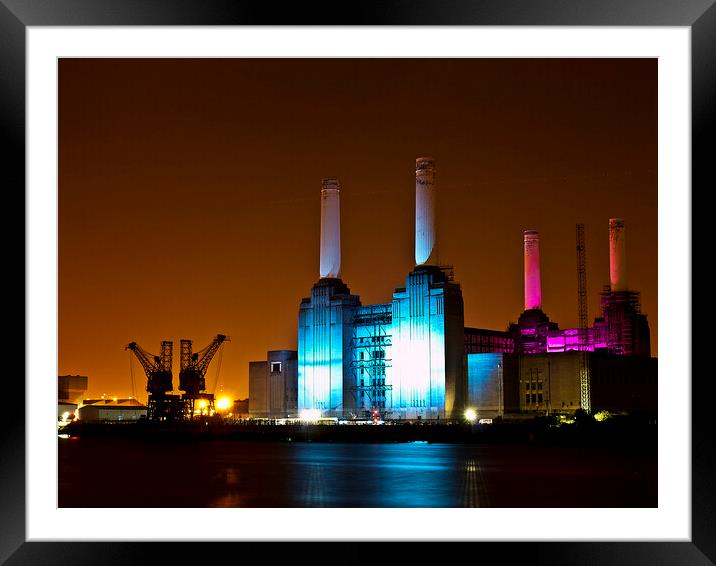 Battersea Power Station at Night - London Cityscapes  Framed Mounted Print by Henry Clayton