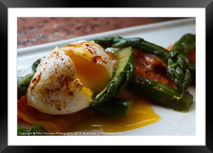 Poached egg on Asparagus & Salmon Framed Mounted Print by Paul Holman Photography
