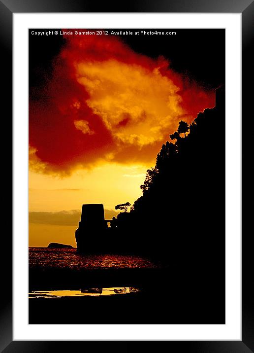 Sunset at Positano, Italy Framed Mounted Print by Linda Gamston