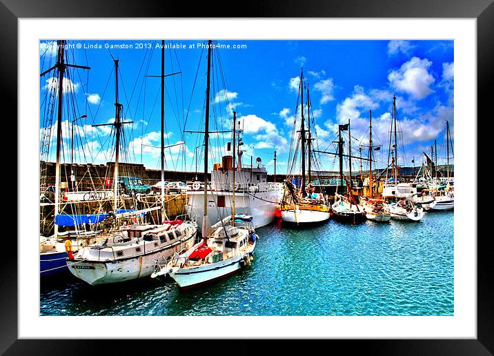 Boats in Penzance Harbour Framed Mounted Print by Linda Gamston