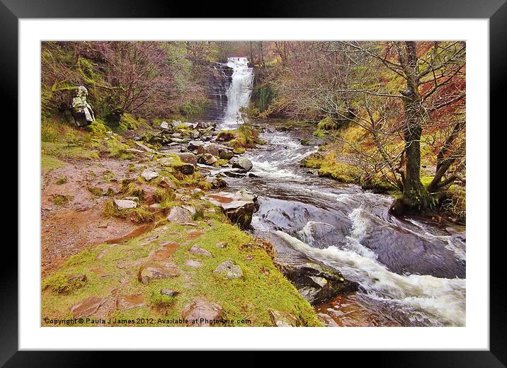 Caerfanell Falls on New Years Eve Framed Mounted Print by Paula J James