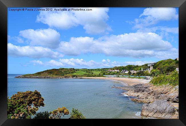 Langland Bay Framed Print by Paula J James