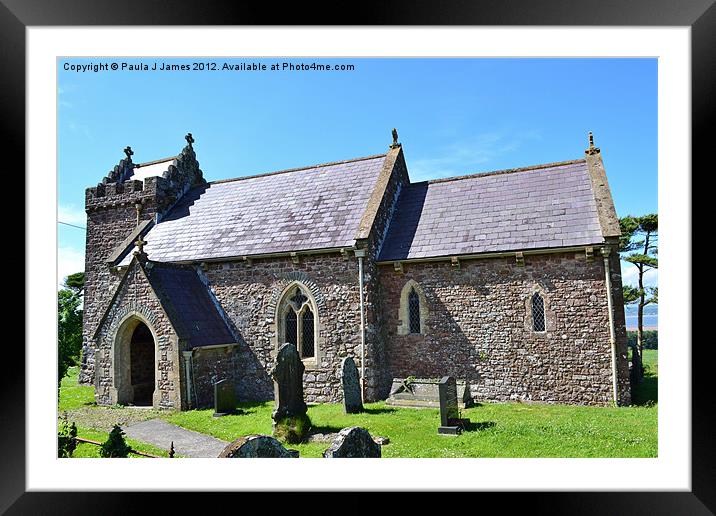 St Madoc's Church, Llanmadoc Framed Mounted Print by Paula J James