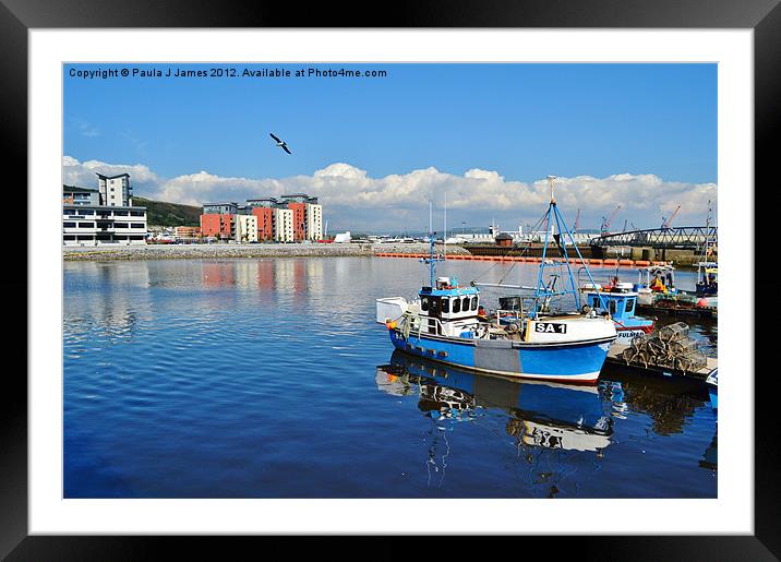 Swansea Marina Framed Mounted Print by Paula J James